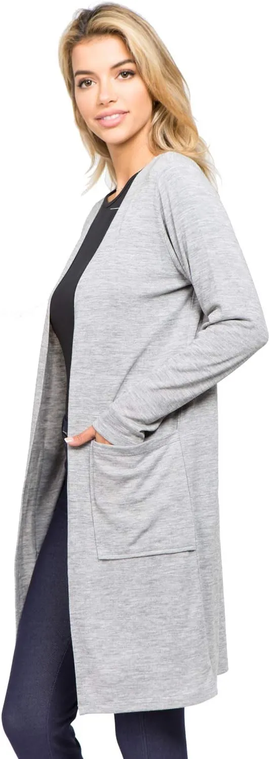 Women's Casual Lightweight Open Front Drape Cardigan with Pockets
