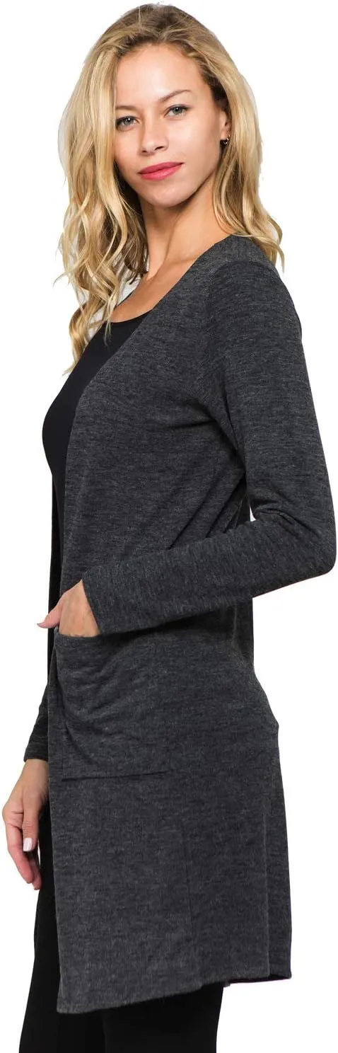 Women's Casual Lightweight Open Front Drape Cardigan with Pockets