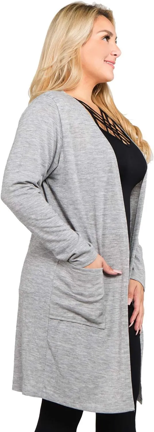 Women's Casual Lightweight Open Front Drape Cardigan with Pockets