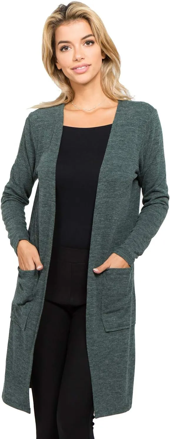 Women's Casual Lightweight Open Front Drape Cardigan with Pockets