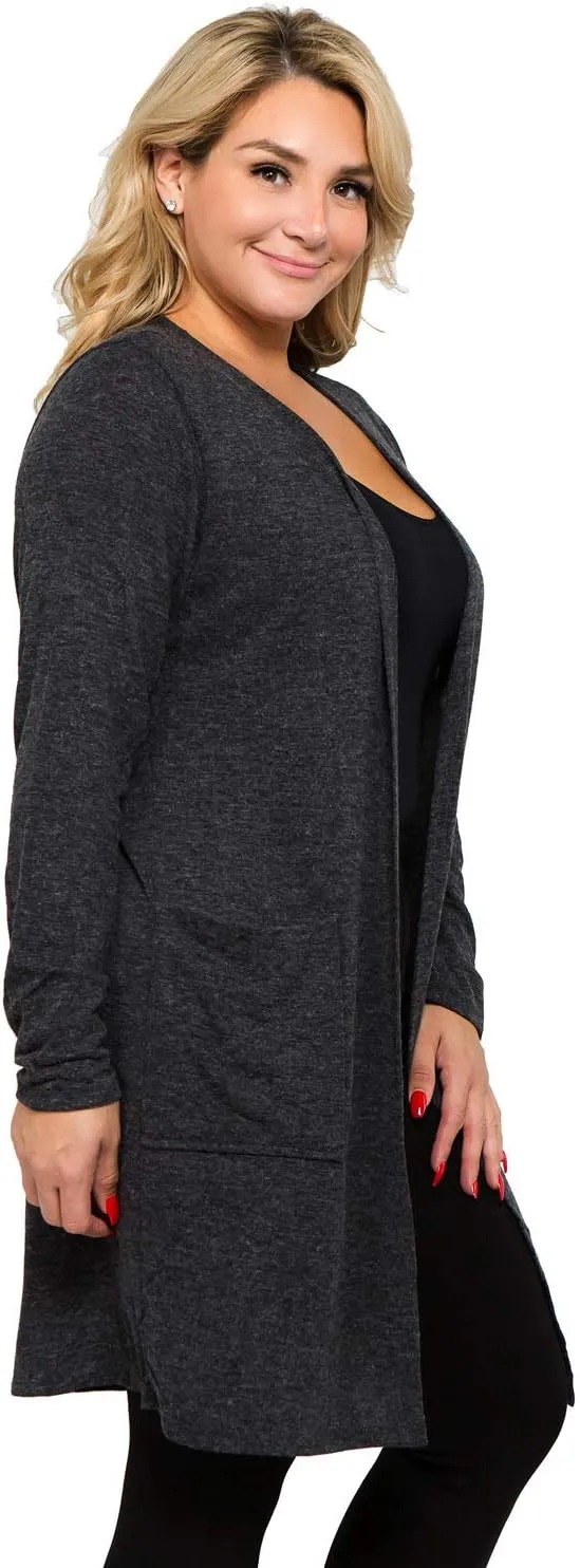 Women's Casual Lightweight Open Front Drape Cardigan with Pockets