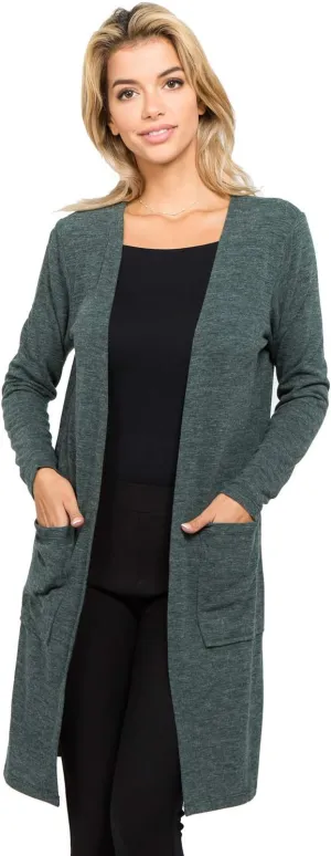Women's Casual Lightweight Open Front Drape Cardigan with Pockets