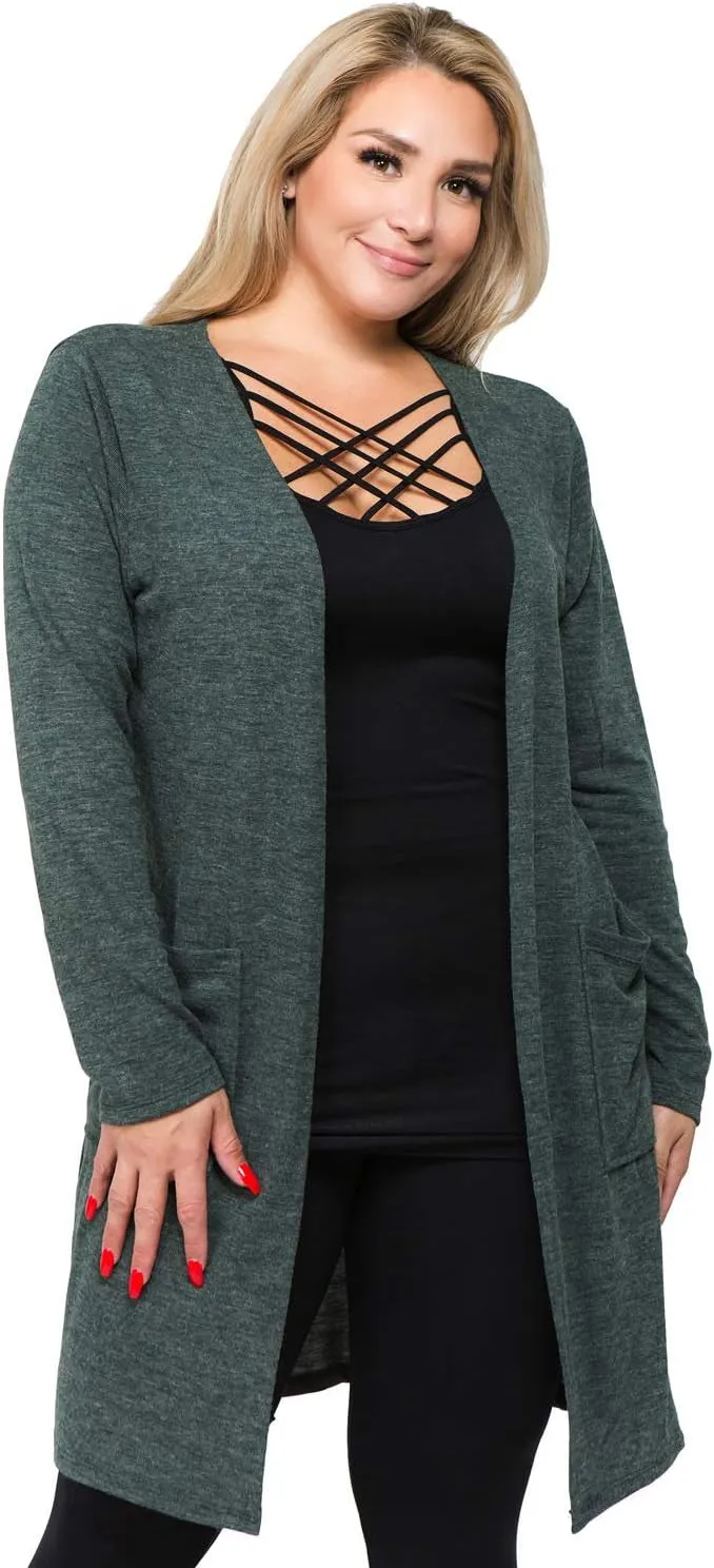 Women's Casual Lightweight Open Front Drape Cardigan with Pockets