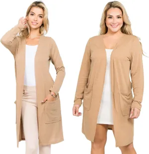 Women's Casual Lightweight Open Front Drape Cardigan with Pockets