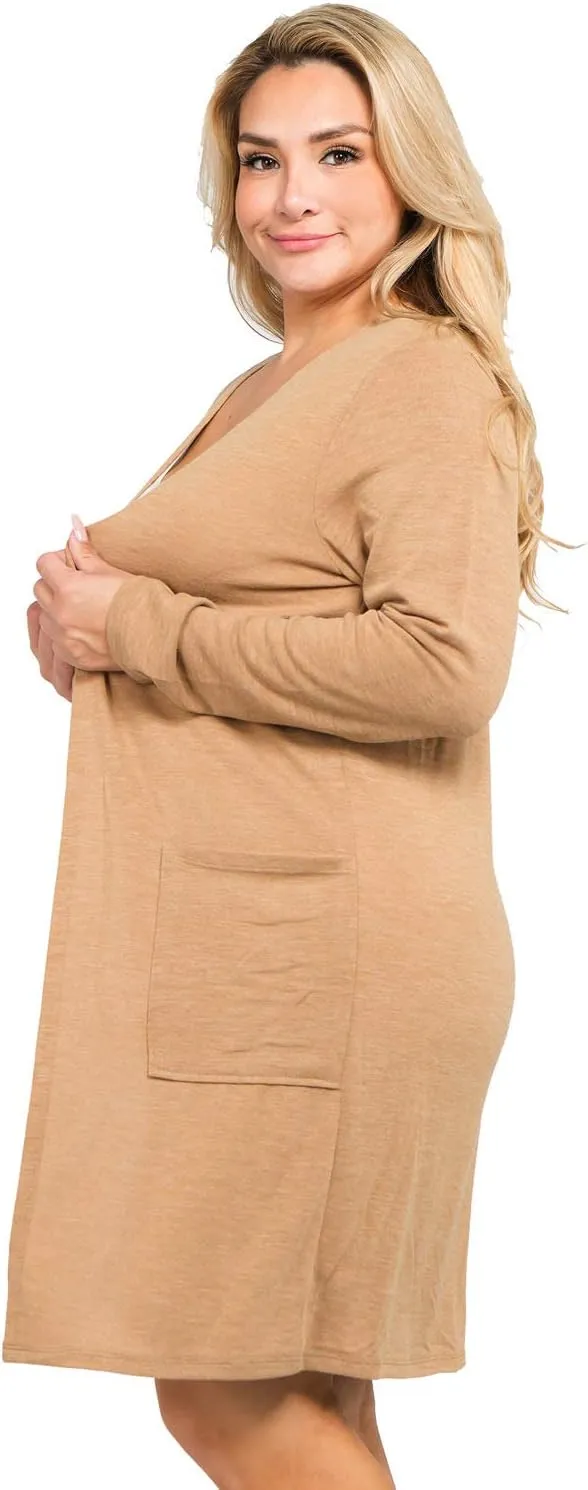 Women's Casual Lightweight Open Front Drape Cardigan with Pockets