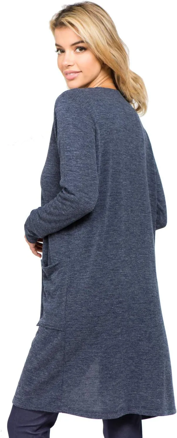 Women's Casual Lightweight Open Front Drape Cardigan with Pockets