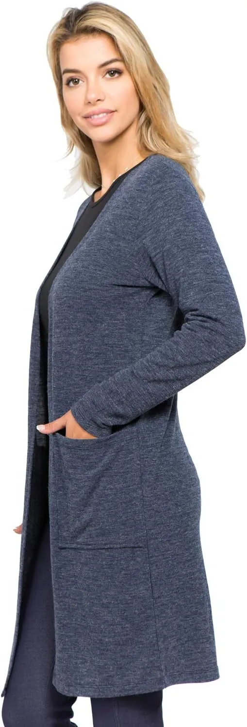 Women's Casual Lightweight Open Front Drape Cardigan with Pockets