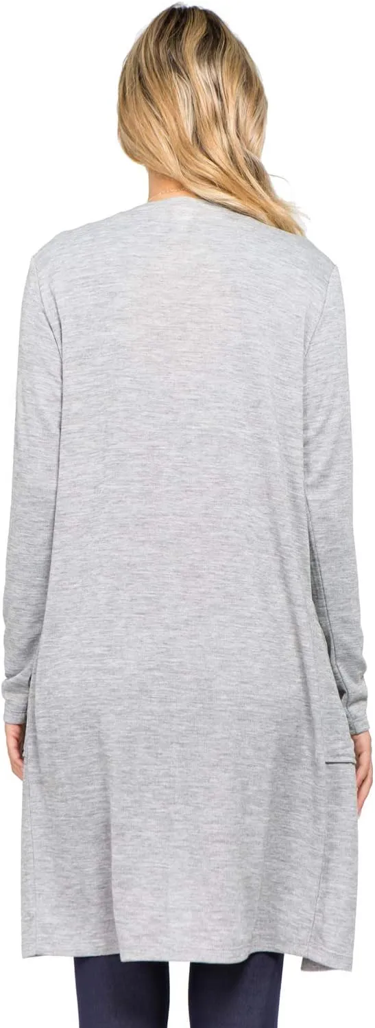 Women's Casual Lightweight Open Front Drape Cardigan with Pockets