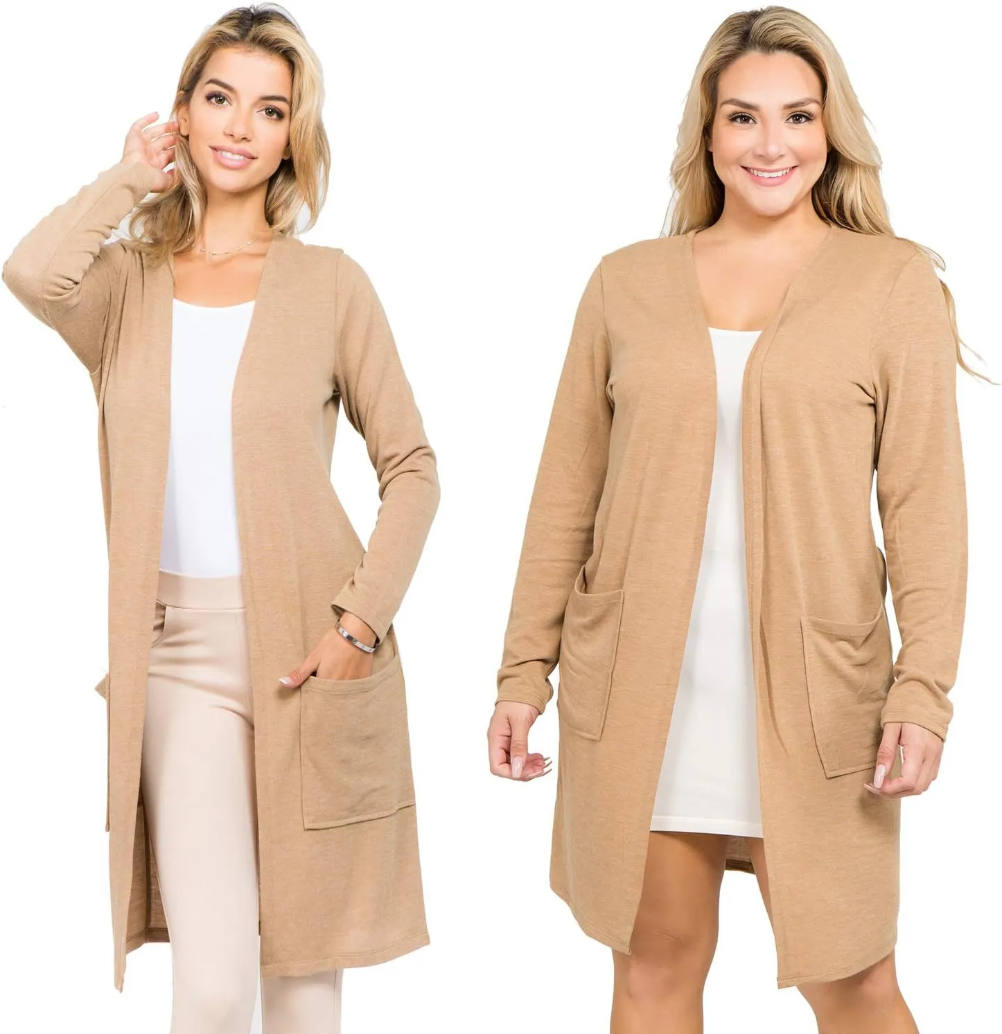 Women's Casual Lightweight Open Front Drape Cardigan with Pockets