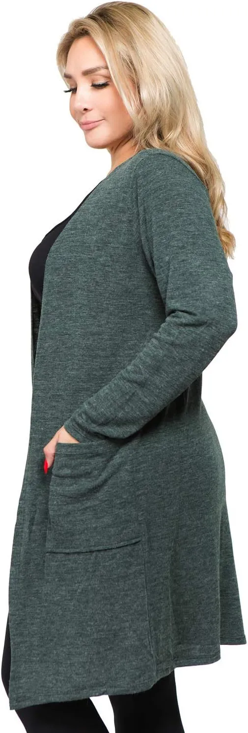 Women's Casual Lightweight Open Front Drape Cardigan with Pockets
