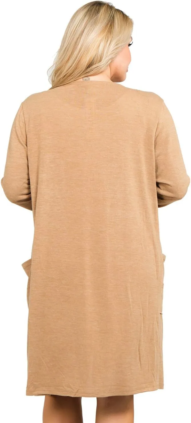 Women's Casual Lightweight Open Front Drape Cardigan with Pockets