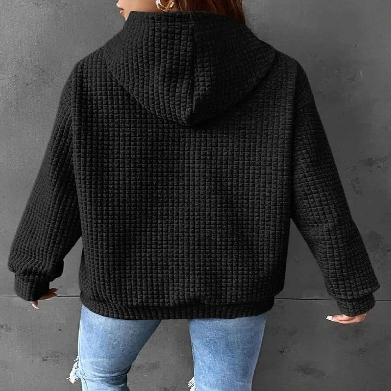 Womens Checkered Hoodies Trendy 2024 Hooded Sweatshirts Soft Hoodies Loose Fit with Pockets Casual Pullover Tops