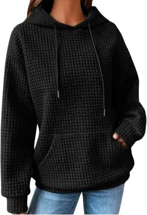 Womens Checkered Hoodies Trendy 2024 Hooded Sweatshirts Soft Hoodies Loose Fit with Pockets Casual Pullover Tops