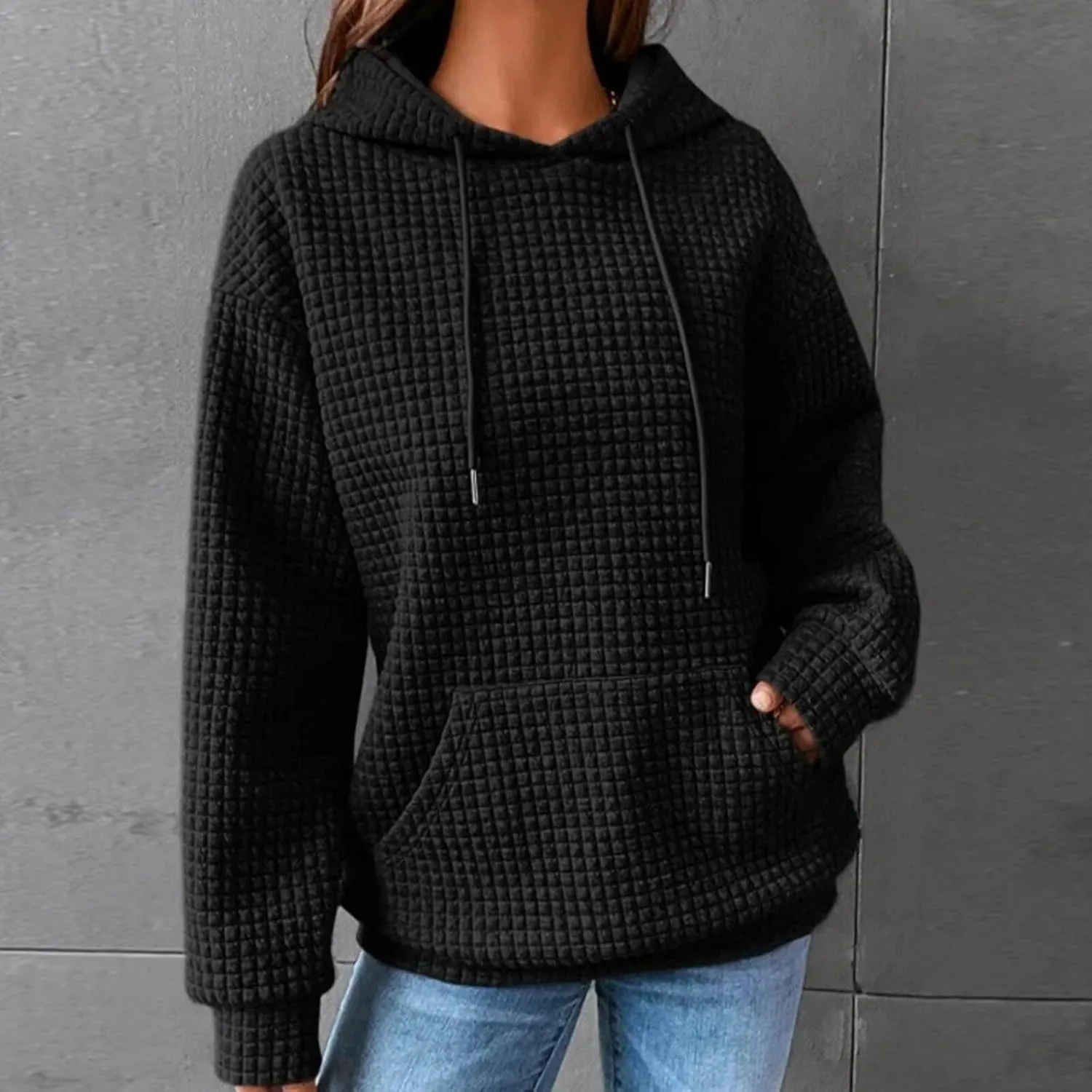 Womens Checkered Hoodies Trendy 2024 Hooded Sweatshirts Soft Hoodies Loose Fit with Pockets Casual Pullover Tops