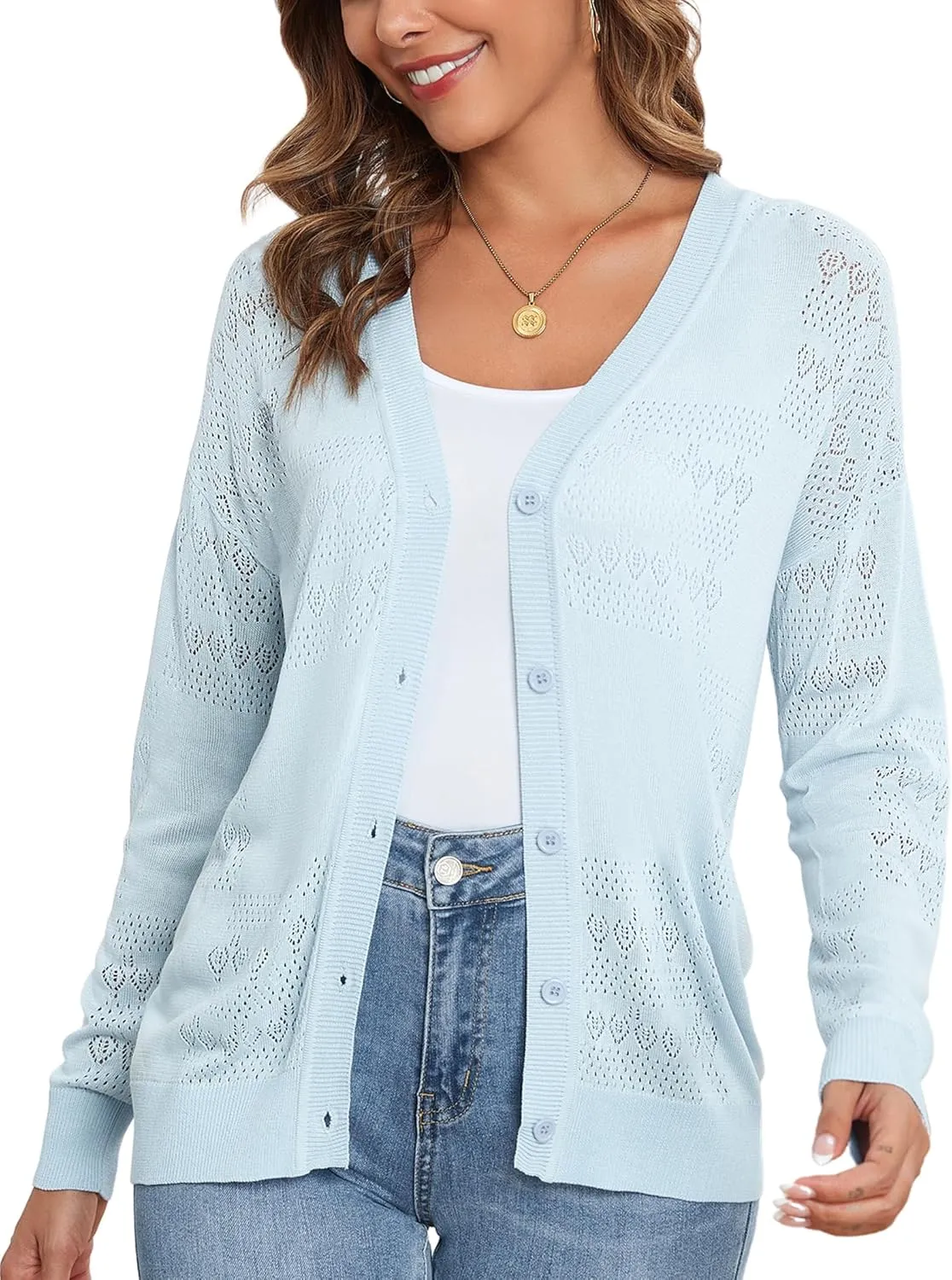 Women's Cropped Cardigan Sweaters for Women Lightweight V Neck Button Knit Shrug Sweater S-XXL