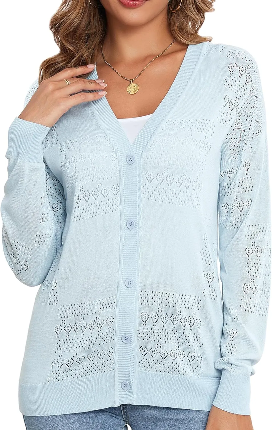 Women's Cropped Cardigan Sweaters for Women Lightweight V Neck Button Knit Shrug Sweater S-XXL