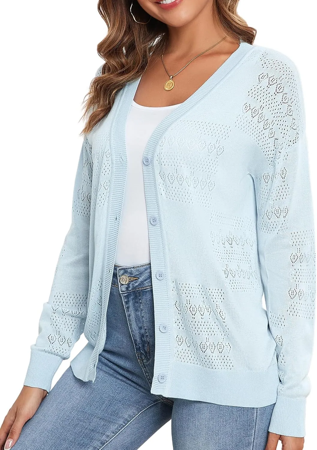 Women's Cropped Cardigan Sweaters for Women Lightweight V Neck Button Knit Shrug Sweater S-XXL