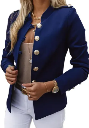 Women's Long Sleeve Button Short Blazers Dressy Business Casual Cropped Work Blazer Suit Jackets for Women