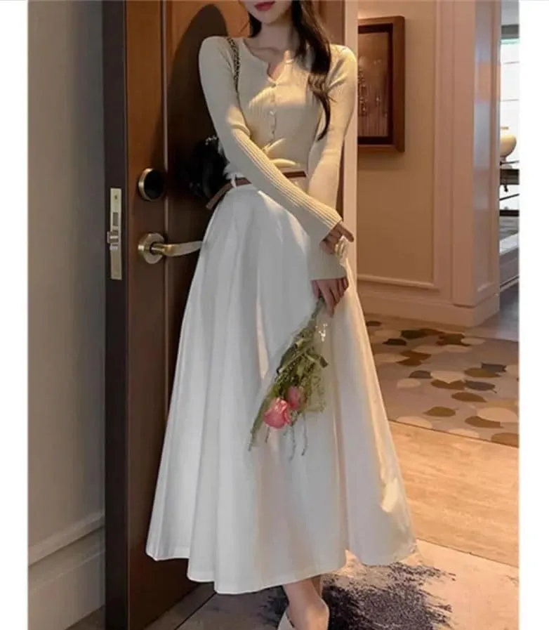 Womens Office A Line Skirt High Waist Belted Pleated Midi Dress All Season Work Slim Fit Skirts