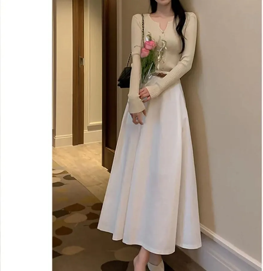Womens Office A Line Skirt High Waist Belted Pleated Midi Dress All Season Work Slim Fit Skirts