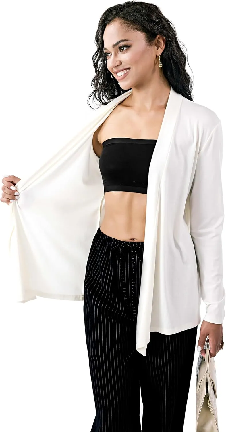 Womens Open Front Cardigan Sweater, Long, Lightweight, and Versatile Green & Black Cardigans for Women