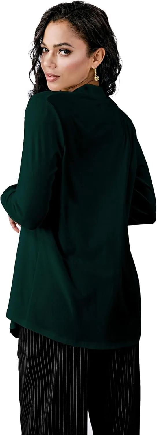 Womens Open Front Cardigan Sweater, Long, Lightweight, and Versatile Green & Black Cardigans for Women