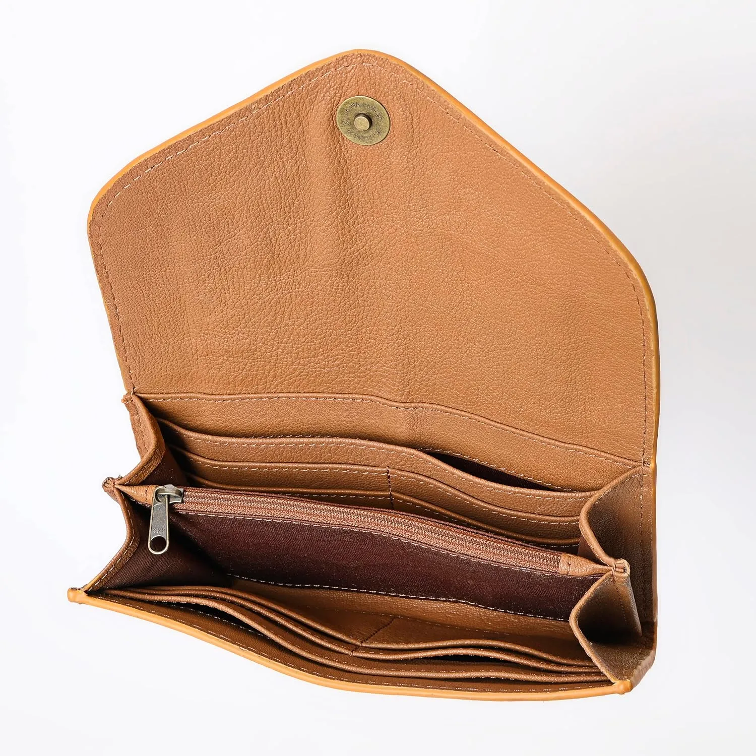 Women's Western Leather Rustic Rose Boohoo Buckaroo Trifold Handmade Hand Wallet - Stylish and Functional Cowhide Clutch