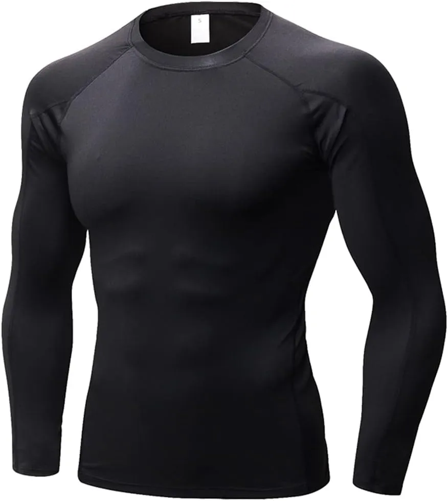 Yuerlian Men's Compression Shirts Long Sleeve Workout Gym T-Shirt Athletic Top Cool Dry Sports Baselayer Undershirts