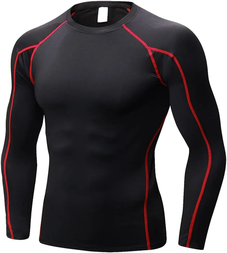 Yuerlian Men's Compression Shirts Long Sleeve Workout Gym T-Shirt Athletic Top Cool Dry Sports Baselayer Undershirts