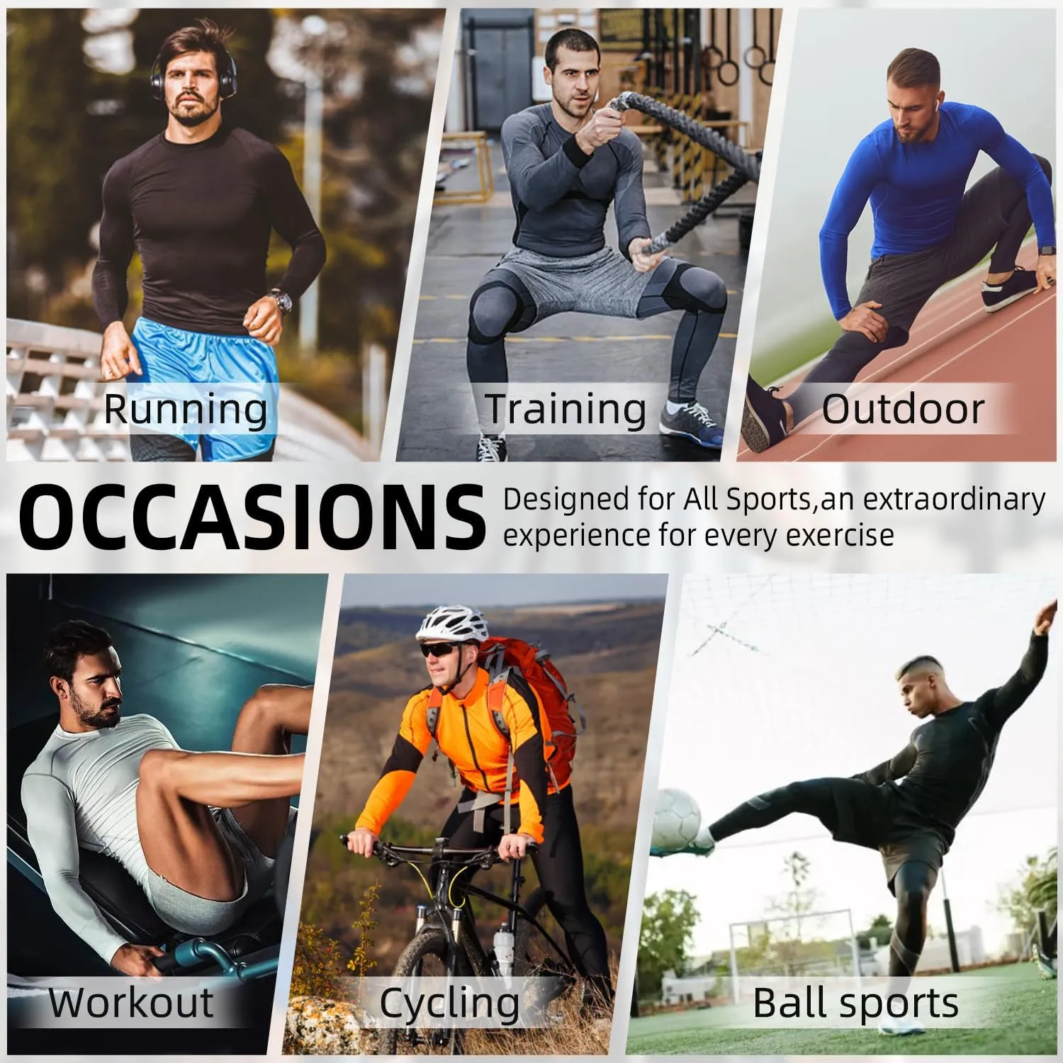 Yuerlian Men's Compression Shirts Long Sleeve Workout Gym T-Shirt Athletic Top Cool Dry Sports Baselayer Undershirts