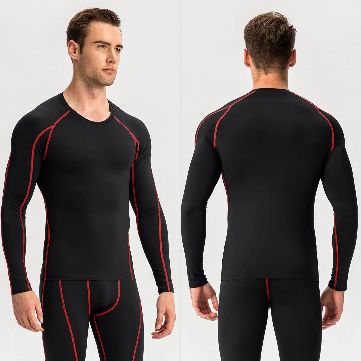 Yuerlian Men's Compression Shirts Long Sleeve Workout Gym T-Shirt Athletic Top Cool Dry Sports Baselayer Undershirts
