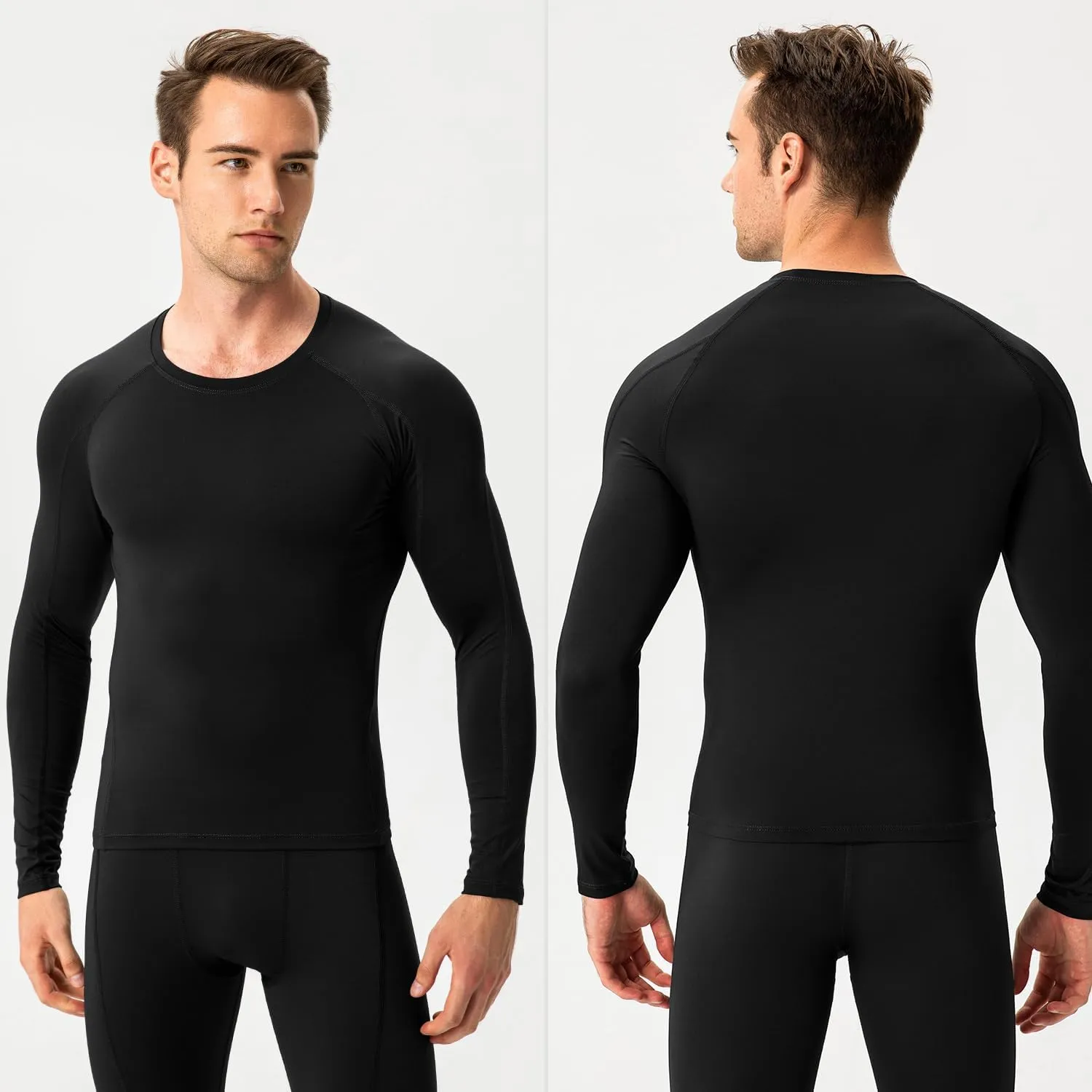 Yuerlian Men's Compression Shirts Long Sleeve Workout Gym T-Shirt Athletic Top Cool Dry Sports Baselayer Undershirts
