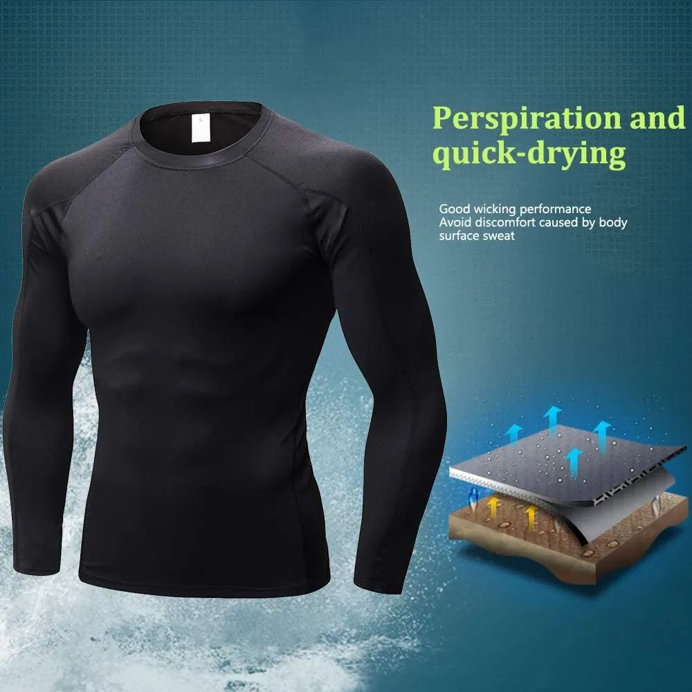 Yuerlian Men's Compression Shirts Long Sleeve Workout Gym T-Shirt Athletic Top Cool Dry Sports Baselayer Undershirts