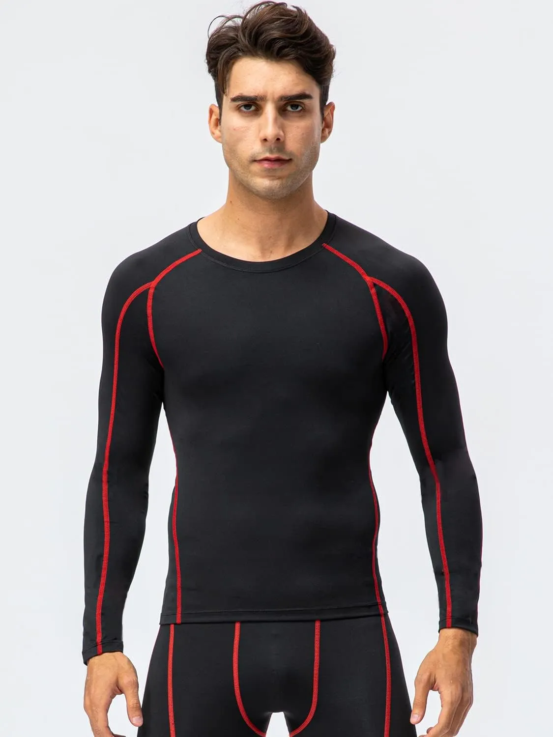 Yuerlian Men's Compression Shirts Long Sleeve Workout Gym T-Shirt Athletic Top Cool Dry Sports Baselayer Undershirts