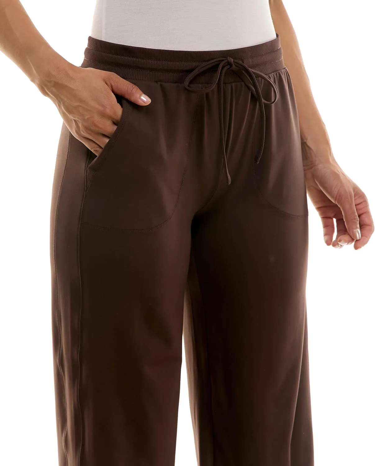 Zac & Rachel Women's Brushed Dty Wide Leg Crop with Functional Pockets and Tie Waistband