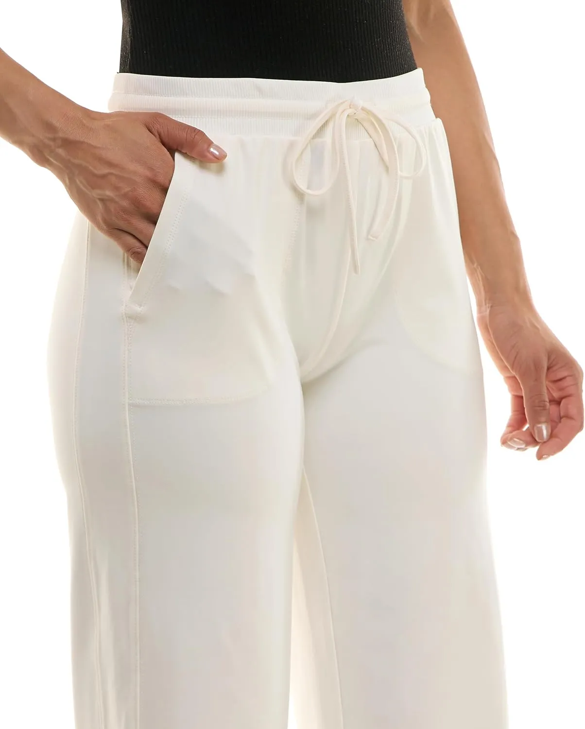 Zac & Rachel Women's Brushed Dty Wide Leg Crop with Functional Pockets and Tie Waistband
