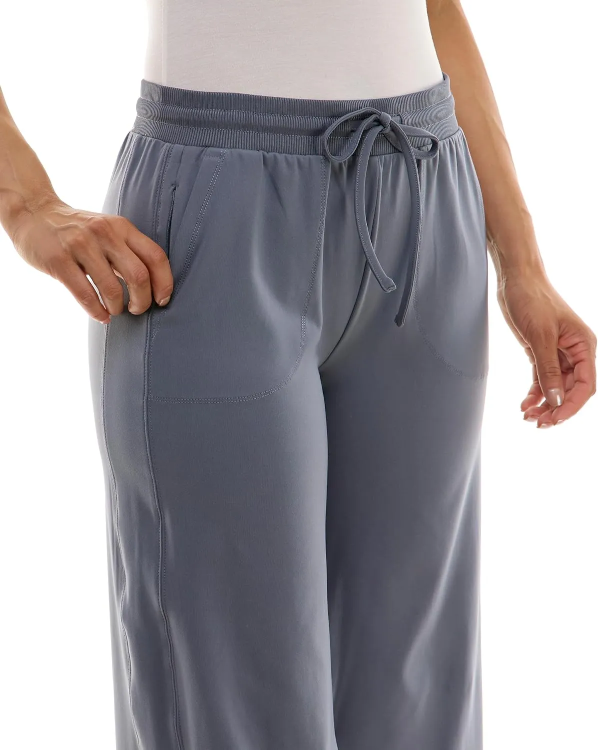 Zac & Rachel Women's Brushed Dty Wide Leg Crop with Functional Pockets and Tie Waistband