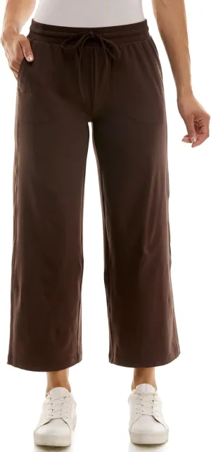 Zac & Rachel Women's Brushed Dty Wide Leg Crop with Functional Pockets and Tie Waistband