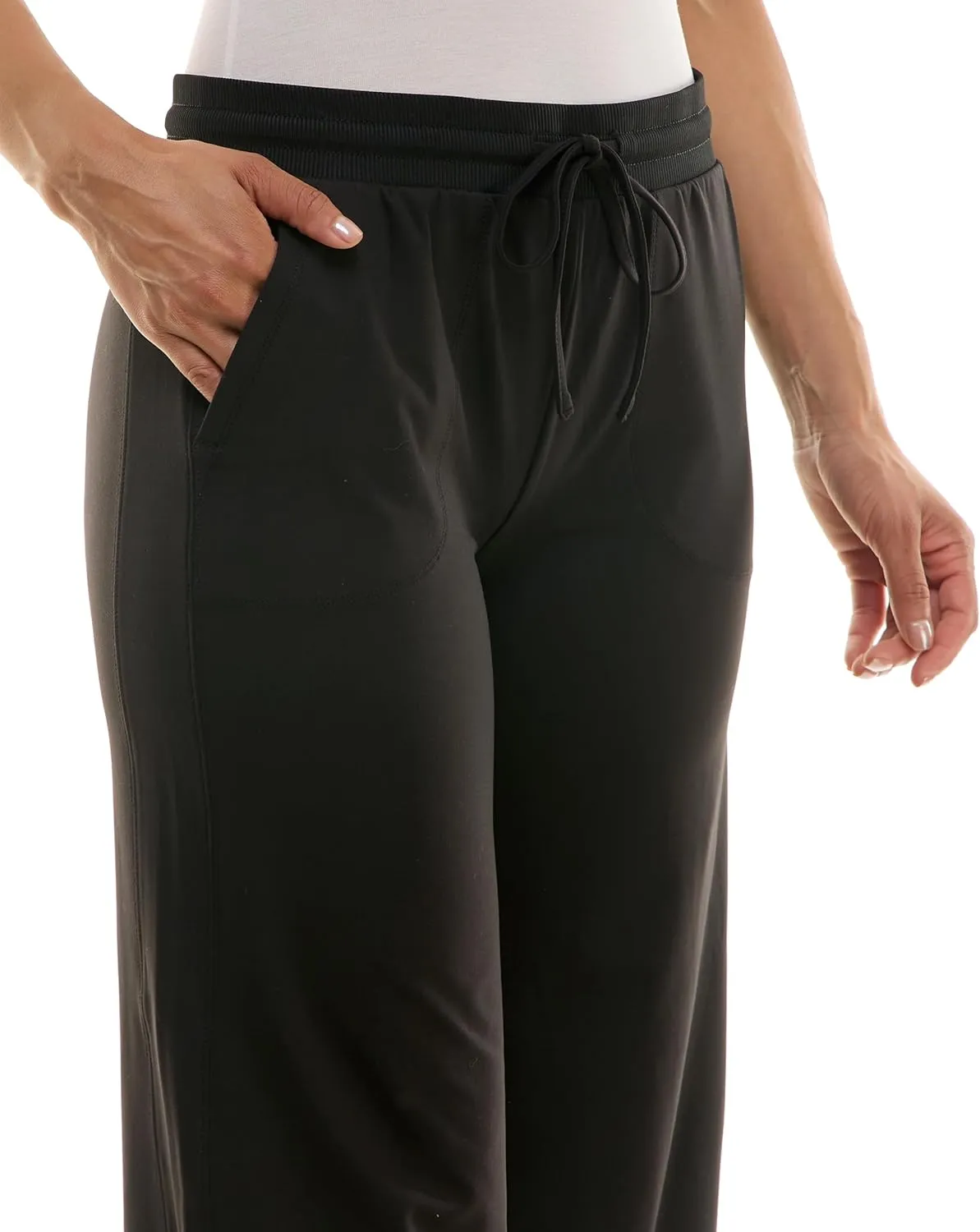 Zac & Rachel Women's Brushed Dty Wide Leg Crop with Functional Pockets and Tie Waistband